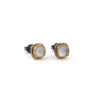 Byzantine Stud Earrings with Mother of Pearl Doublet Gemstone