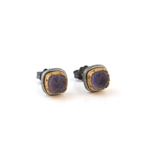 Byzantine Stud Earrings with Amethyst Doublet Gemstone