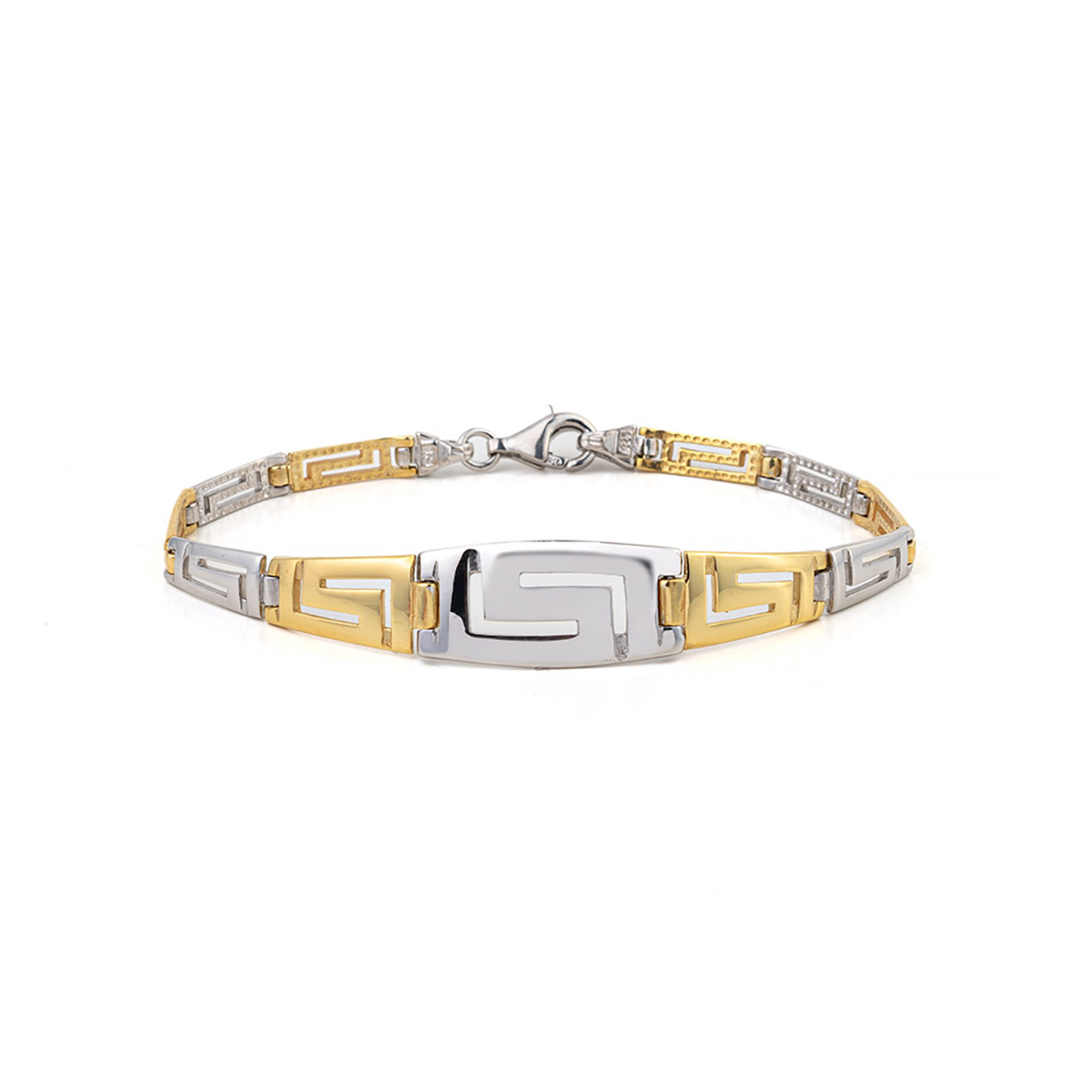 Gold greek key link bracelet clearance