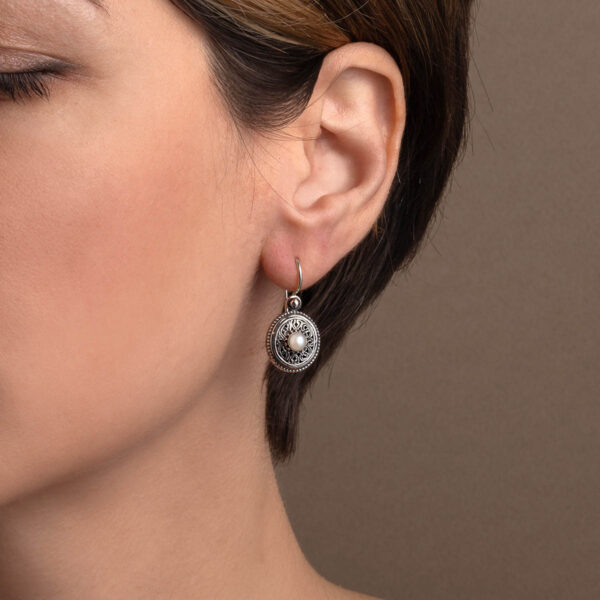 Gerochristo - Garden Shadows Oval earrings in Sterling Silver with Pearl