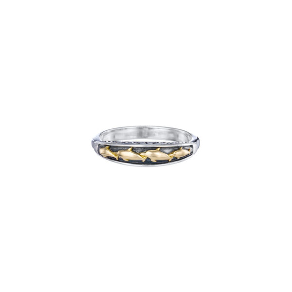 Gerochristo - Dolphins ring in 18K Gold and Sterling Silver