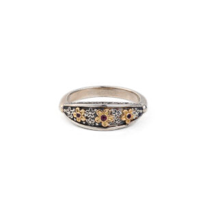 Gerochristo - Anthemis Ring in Sterling silver and 18K Yellow Gold with Rubies