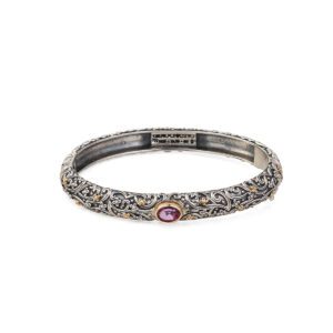 Gerochristo - Eve bracelet in 18K Gold and Sterling Silver with Pink Topaz