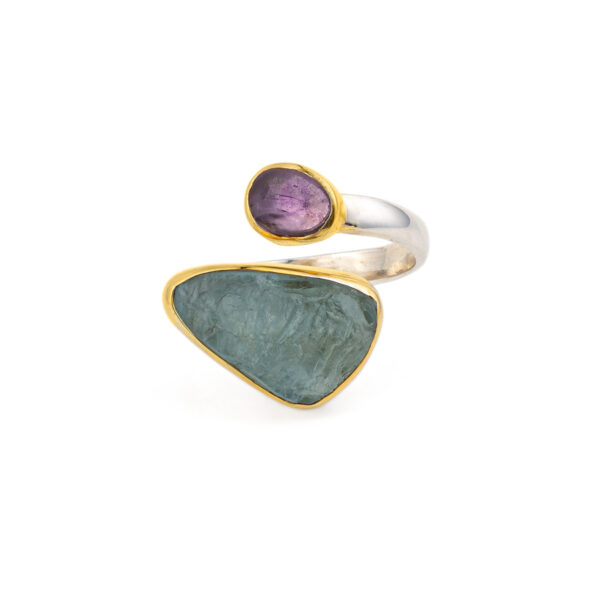 Blue Topaz and Amethyst Ring