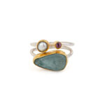 Blue Topaz and Pearl Ring