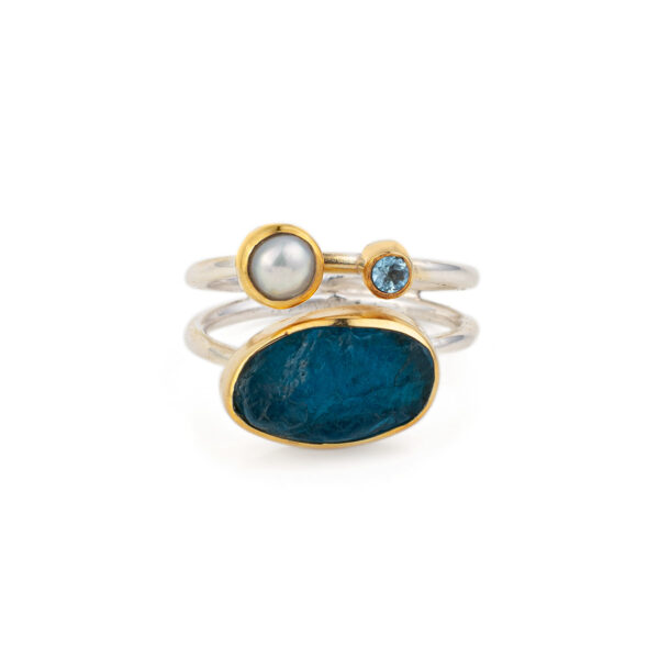 Apatite and Pearl Ring