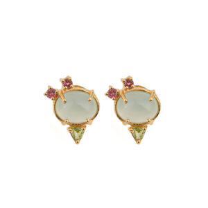 Aqua Chalcedony Stud Earrings