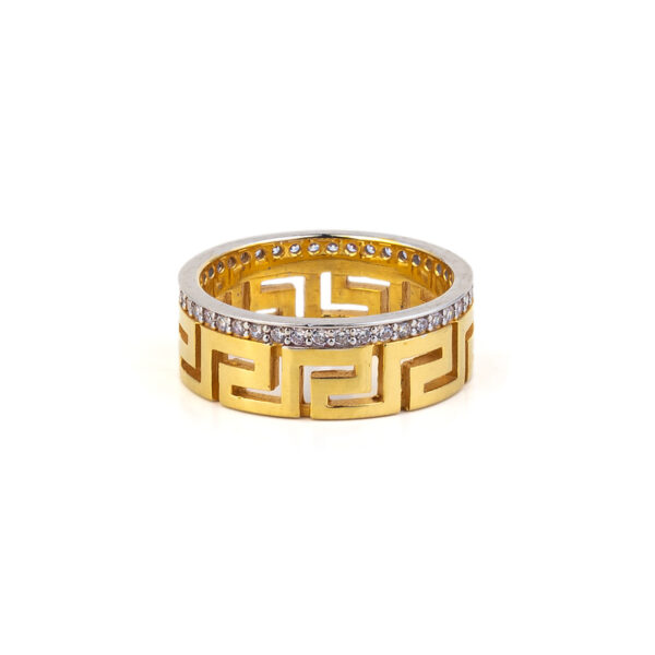 Greek Key Zircon Band Ring