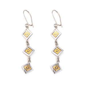 Triple Greek Key Drop Earrings