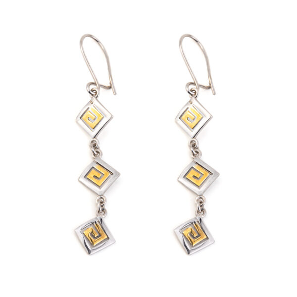 Triple Greek Key Drop Earrings