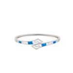 Greek Key Opal Cuff Bracelet - 925 Sterling Silver