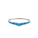 Blue Opal Bangle Bracelet - 925 Sterling Silver