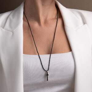 Black Cross Cord Necklace