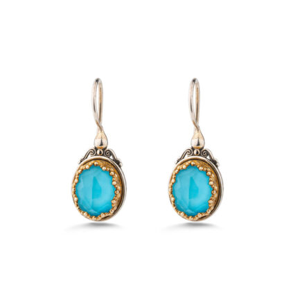 Gerochristo - Iris Tiny Oval Earrings in Sterling Silver with Doublet Gemstones