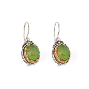 Gerochristo - Iris Earrings in Sterling Silver with Green Turquoise Copper