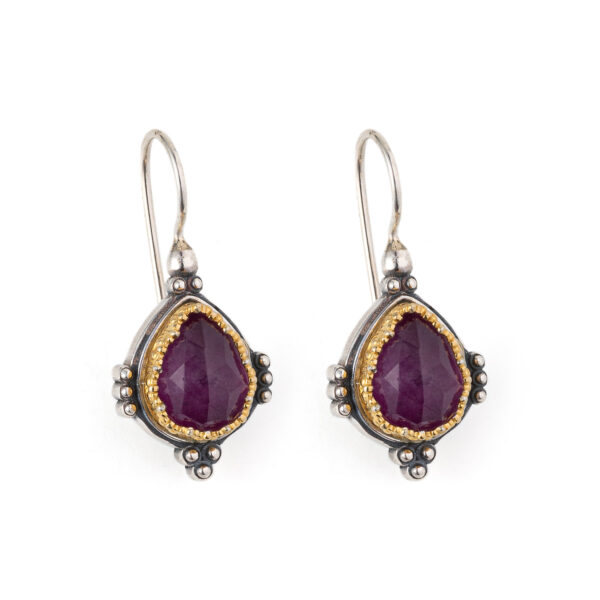 Gerochristo - Semeli Earrings in Sterling Silver with Purple Quartz
