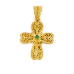 18K Gold Byzantine Filigree Ruby Cross - Image 7