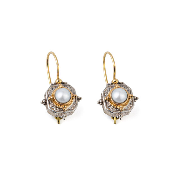 Gerochristo - Cyclades square earrings in 18K Gold and Sterling silver