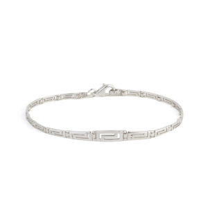 Greek Key Meander Link Bracelet in Sterling Silver