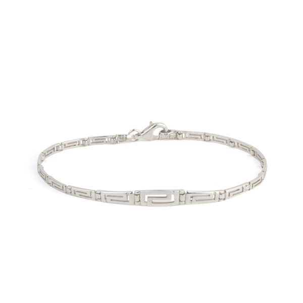 Greek Key Meander Link Bracelet in Sterling Silver