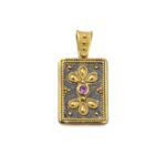 Byzantine Style Flower Pendant with Zircon Stone