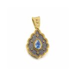 Byzantine Flower Pendant with Blue Zircon Stone