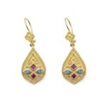 Byzantine Dangle Earrings with Multicolor Zircon Stones