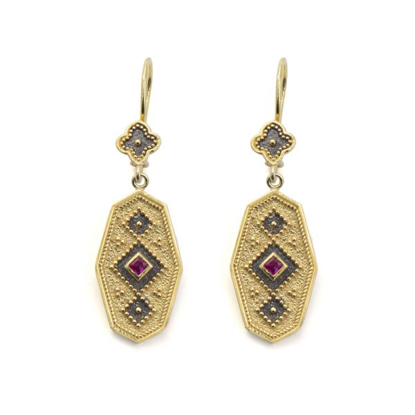 Byzantine Drop Earrings with Zircon - 925 Sterling Silver