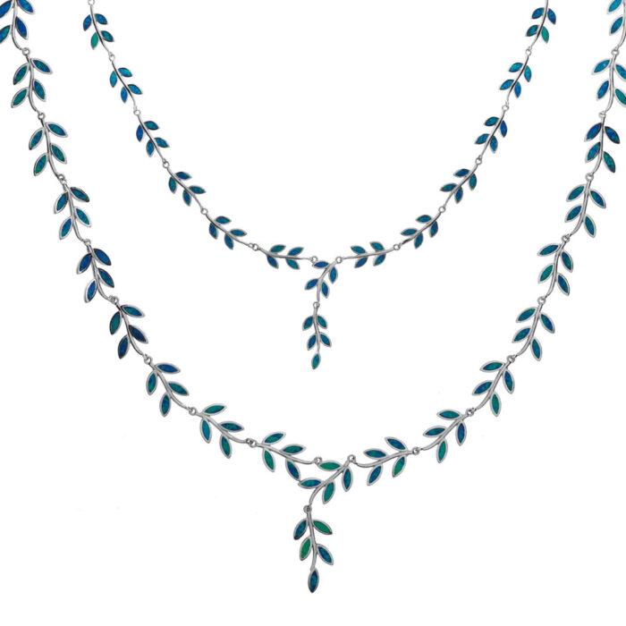 Opal Olive Tree Branch Leaf Necklace - Image 6