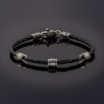 Bracelet with Meander Motif and Braided Genuine Leather