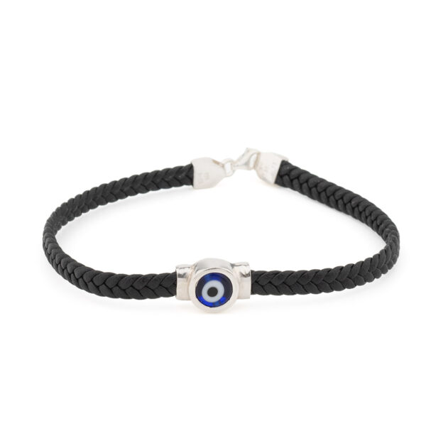 Eye Leather Bracelet - Sterling Silver - Image 1