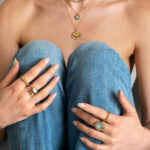 Gold-Plated 925 Sterling Silver Ring with Aqua Chalcedony and Multicolor Tourmalines - Image 4