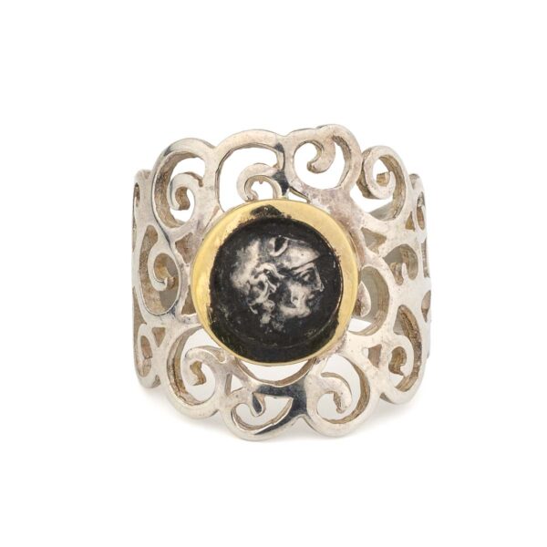 Goddess Athena Spiral Ring - 14K Gold and Sterling Silver