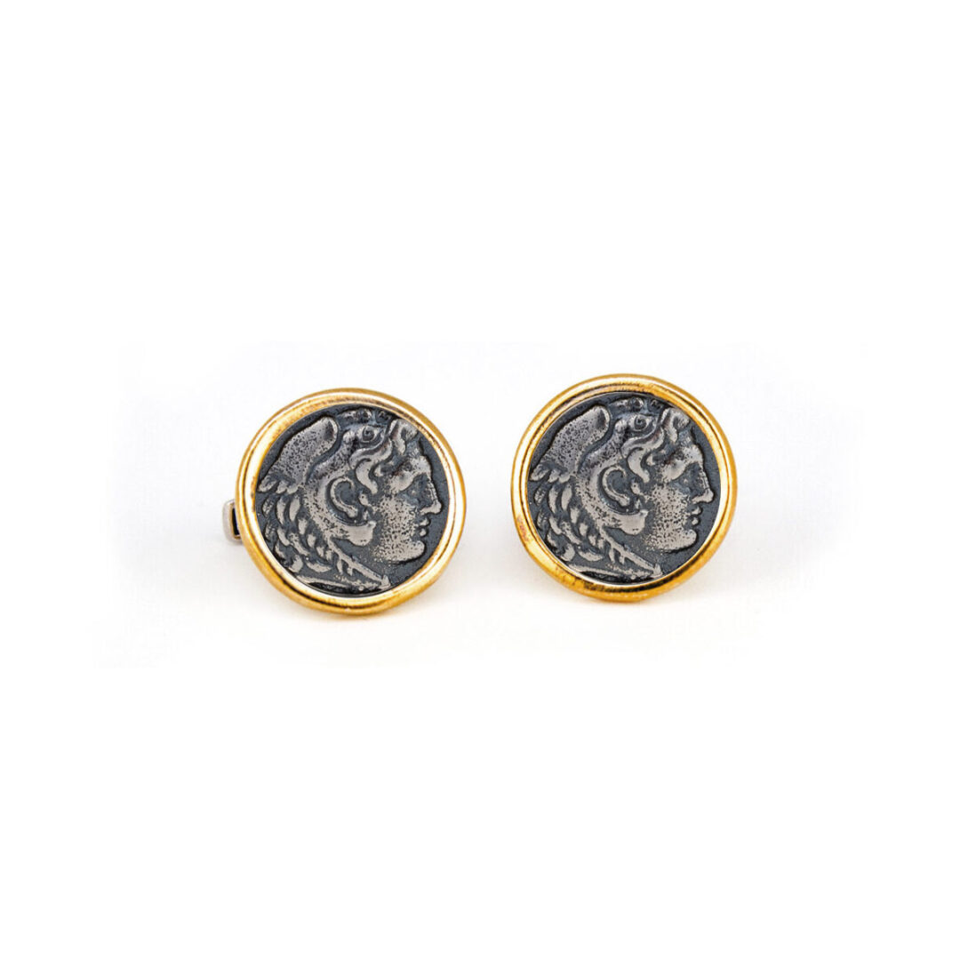 FR-MA-HERCULES Hercules Cufflinks - 925 Sterling Silver and Gold Plated - Image 1