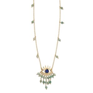 Evil Eye Vintage Necklace with Amazonite & Lapis Lazuli