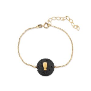 Cycladic Idol Chain Bracelet with Lava Stone
