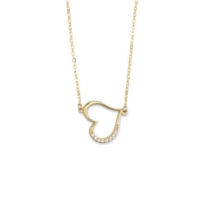 Heart Necklace with Zircon - 14k Gold