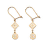Spiral and Greek Key Gold Earrings - 14k