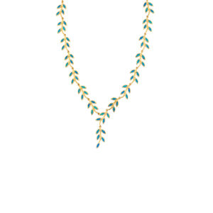 Opal Olive Tree Branch Leaf Necklace