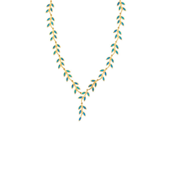 Opal Olive Tree Branch Leaf Necklace