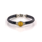 Colossus of Rhodes Leather Bracelet - 925 Sterling Silver