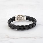 Skull Leather Bracelet - Sterling Silver & K14 Gold - Image 3
