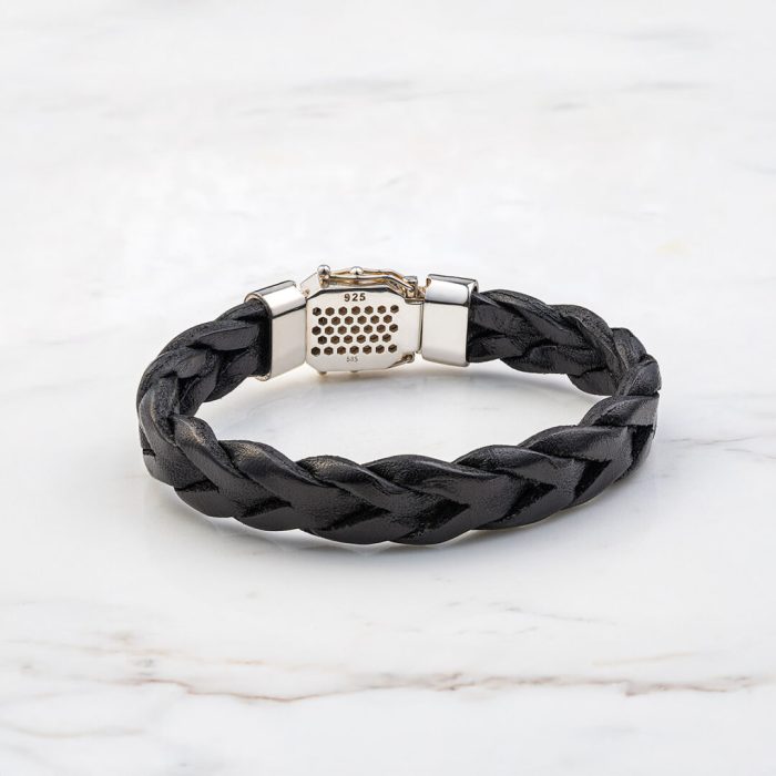 Skull Leather Bracelet - Sterling Silver & K14 Gold - Image 3