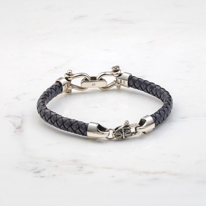 Sailor's Keys Leather Bracelet - Sterling Silver & K14 Gold - Image 3