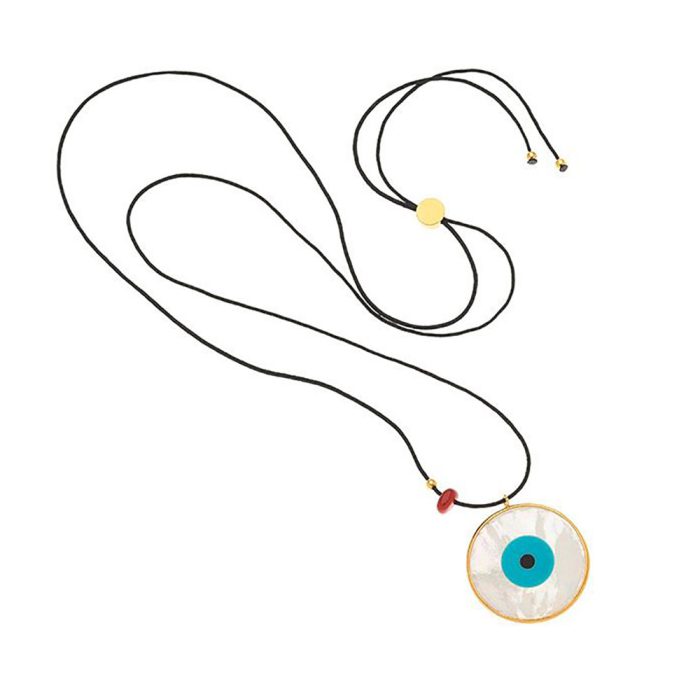 Mother of Pearl Evil Eye Necklace - 925 Sterling Silver - Image 2