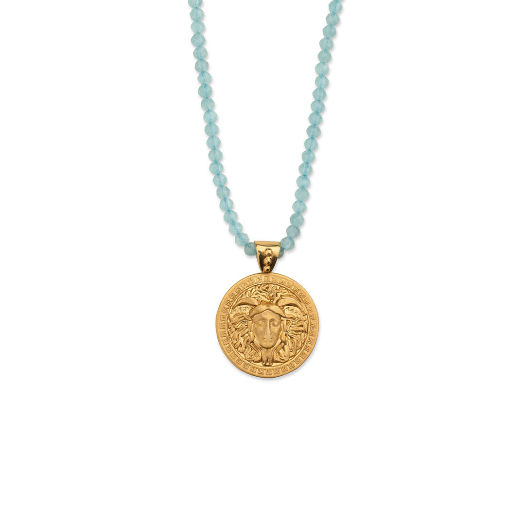 32996 Stone string necklace with Medusa pendant