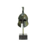 Spartan Helmet on Marble Base - Bronze Sculpture