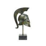 Spartan Helmet on Marble Base - Bronze Sculpture - Image 2