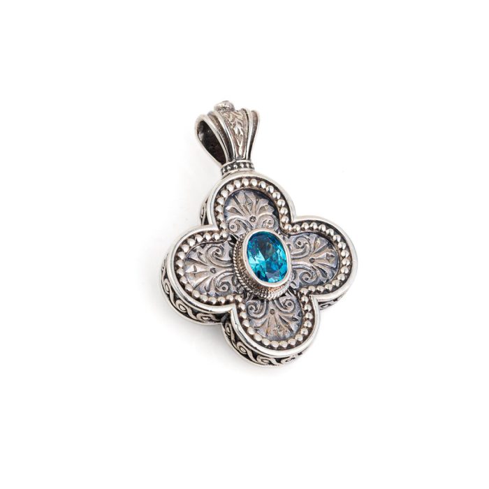 Gerochristo – Byzantine Cross with Zircon 925 Sterling Silver - Image 1