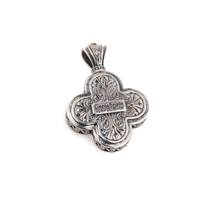Gerochristo – Byzantine Cross with Zircon 925 Sterling Silver - Image 3